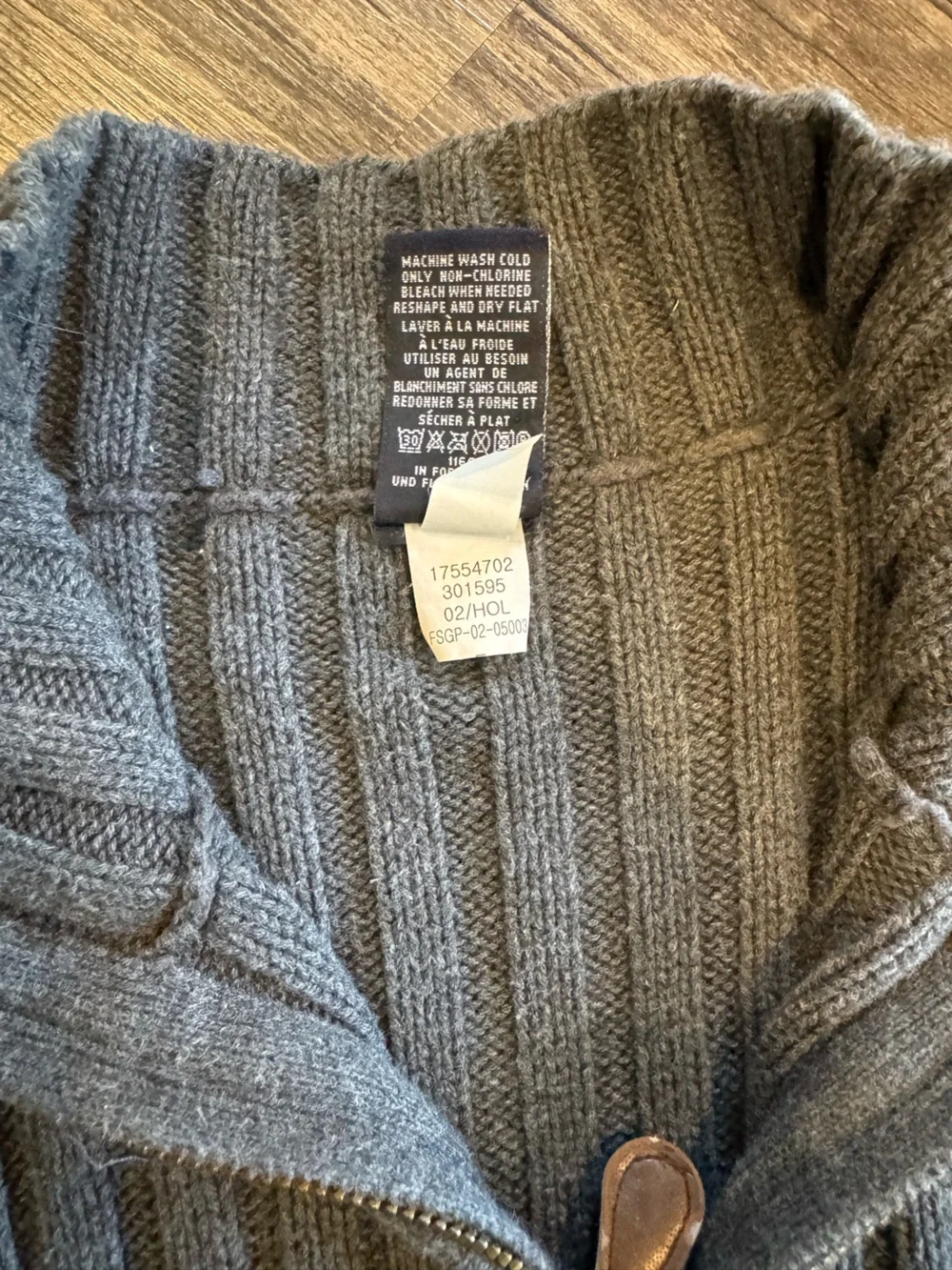 Vintage GAP Kids M Zip Up Mock Neck Ribbed Sweater/Sweatshirt Dark Gray